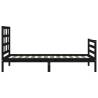 Black Bed Frame with Headboard - 90x200 cm Solid Wood