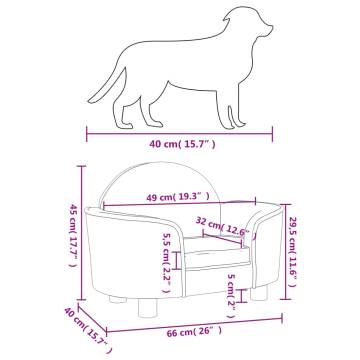 Light Grey Dog Bed 66x40x45 cm | Velvet Comfort & Style