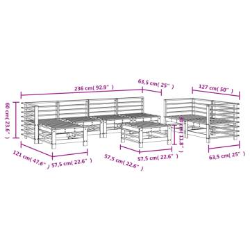 8 Piece Garden Lounge Set - Solid Wood Douglas - Hipomarket UK