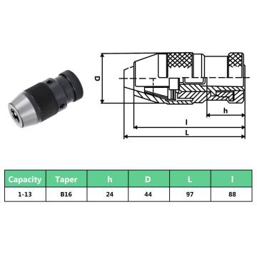 Quick Release Drill Chuck MT2-B16 - 13 mm Clamping Range