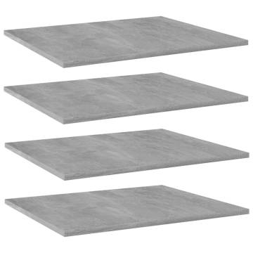 Bookshelf Boards 4 pcs Concrete Grey - Stylish Storage Solution