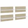 Stylish Wall Shelves Set of 4 - White & Sonoma Oak | HipoMarket