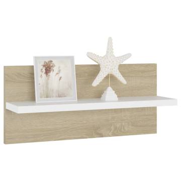 Stylish Wall Shelves Set of 4 - White & Sonoma Oak | HipoMarket