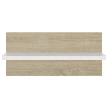 Stylish Wall Shelves Set of 4 - White & Sonoma Oak | HipoMarket