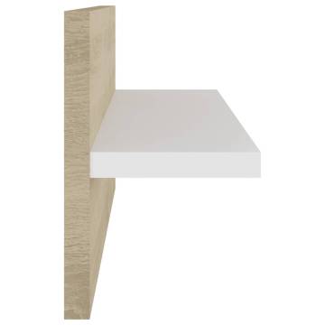 Stylish Wall Shelves Set of 4 - White & Sonoma Oak | HipoMarket