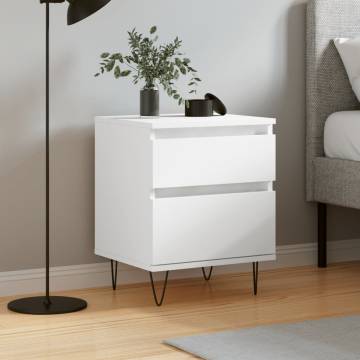 Stylish White Bedside Cabinet | 40x35x50 cm Engineered Wood