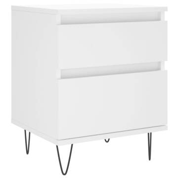 Stylish White Bedside Cabinet | 40x35x50 cm Engineered Wood