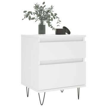 Stylish White Bedside Cabinet | 40x35x50 cm Engineered Wood