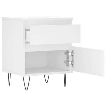 Stylish White Bedside Cabinet | 40x35x50 cm Engineered Wood