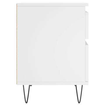 Stylish White Bedside Cabinet | 40x35x50 cm Engineered Wood