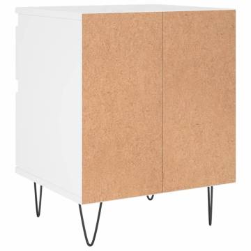 Stylish White Bedside Cabinet | 40x35x50 cm Engineered Wood