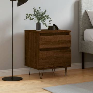 Trendy Brown Oak Bedside Cabinet - 40x35x50 cm