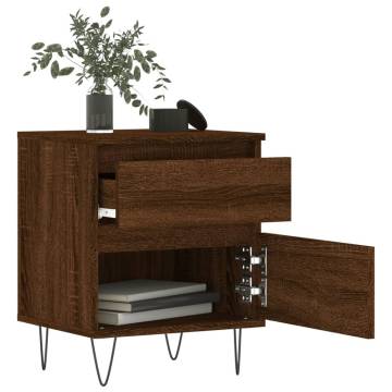 Trendy Brown Oak Bedside Cabinet - 40x35x50 cm