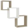 Cube Wall Shelf White & Sonoma Oak - Stylish Storage Solution