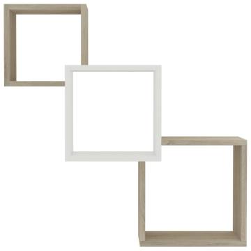 Cube Wall Shelf White & Sonoma Oak - Stylish Storage Solution