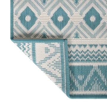 Outdoor Rug Aqua & White 80x150 cm - Reversible Design