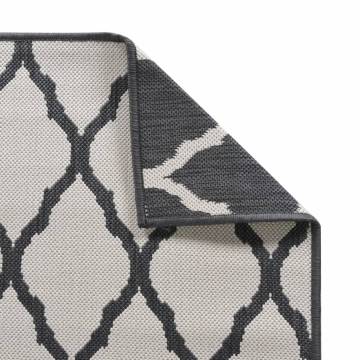 Stylish Outdoor Rug Grey and White 80x150 cm - Reversible Design