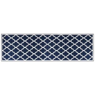 Navy & White Outdoor Rug 80x250 cm - Reversible & Durable