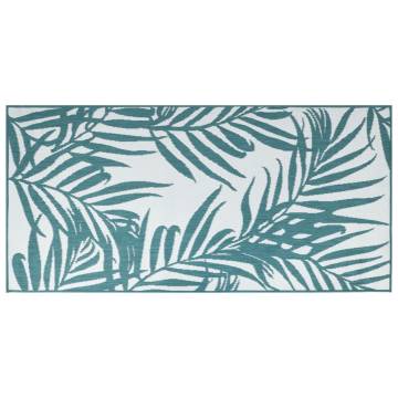 Stylish Outdoor Rug Aqua & White 100x200 cm - Reversible Design