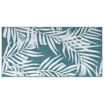 Stylish Outdoor Rug Aqua & White 100x200 cm - Reversible Design