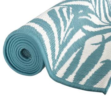 Stylish Outdoor Rug Aqua & White 100x200 cm - Reversible Design