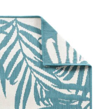 Stylish Outdoor Rug Aqua & White 100x200 cm - Reversible Design