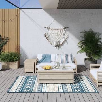 Outdoor Rug Aqua & White 100x200 cm - Reversible Design