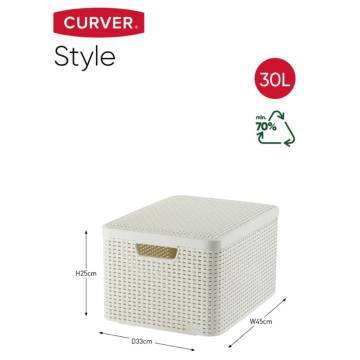 Curver 30L Storage Box with Lid - Creamy White - Hipomarket