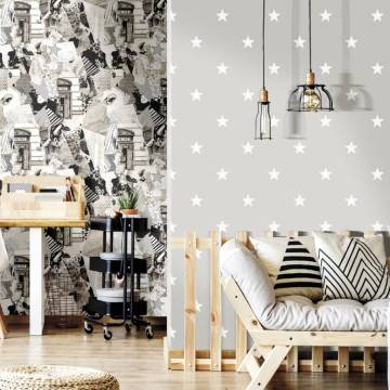 Noordwand Little Stars Wallpaper - Dark Grey & White | Hipomarket