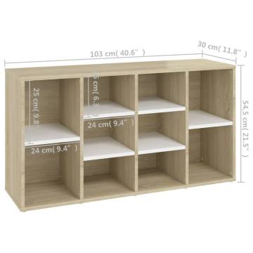 Shoe Bench White & Sonoma Oak - Organize Your Shoes Stylishly