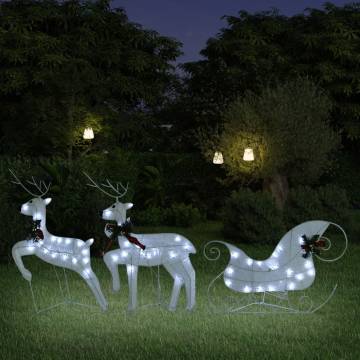 Reindeer & Sleigh Christmas Decoration - 60 LEDs Outdoor White