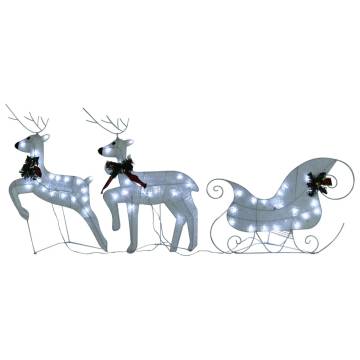 Reindeer & Sleigh Christmas Decoration - 60 LEDs Outdoor White