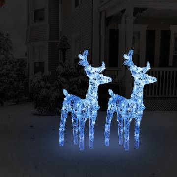 Christmas Reindeers 2 pcs Blue 80 LEDs Acrylic - Hipomarket