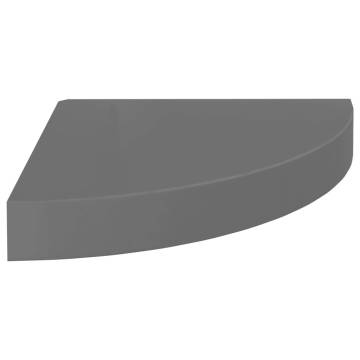 Floating Corner Shelf High Gloss Grey - Stylish Display 25x25cm