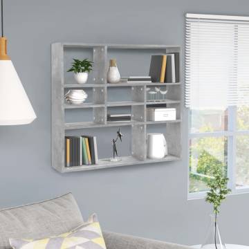 Stylish Concrete Grey Wall Shelf - 90x16x78 cm | HipoMarket