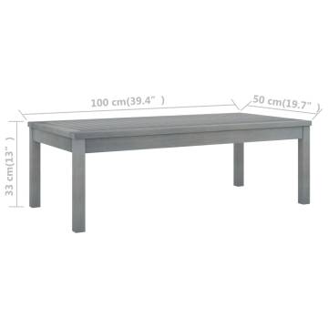 Stylish Grey Acacia Wood Coffee Table - 100x50x33 cm