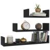 Wall Display Shelf Set - 3 pcs Black Engineered Wood