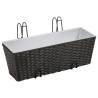 Balcony Trapezoid Rattan Planter Set - 50 cm, 2 pcs Black