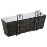 Balcony Trapezoid Rattan Planter Set - 50 cm, 2 pcs Black