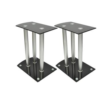 Aluminum Speaker Stands Black Glass - 2pcs | HiPoMarket