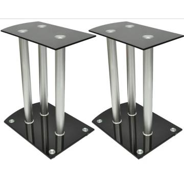 Aluminum Speaker Stands Black Glass - 2pcs | HiPoMarket