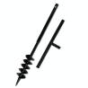 Ground Drill with Handle Auger Bit 100 mm Double Spirals Steel Black Size 100 mm 