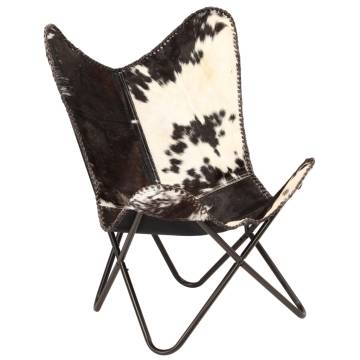 Butterfly Chair - Black & White Genuine Goat Leather