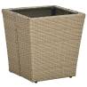 Tea Table Beige 41.5x41.5x44 cm Poly Rattan and Tempered Glass Colour beige Quantity in Package 1 Material glass 