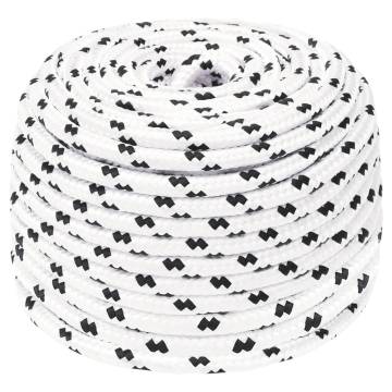 Braided Boat Rope White 6mm x 25m - Durable Polyester Rope