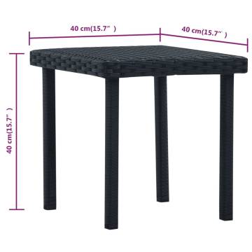 Black Poly Rattan Garden Tea Table - 40x40 cm | HipoMarket