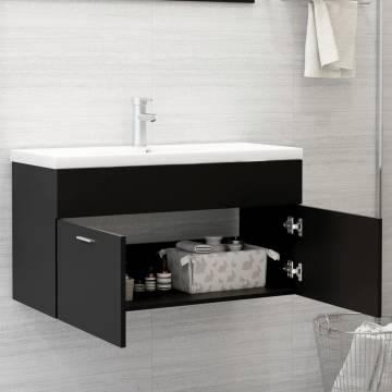 Stylish Black Sink Cabinet 90x38.5 cm - Engineered Wood