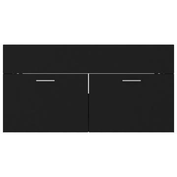 Stylish Black Sink Cabinet 90x38.5 cm - Engineered Wood