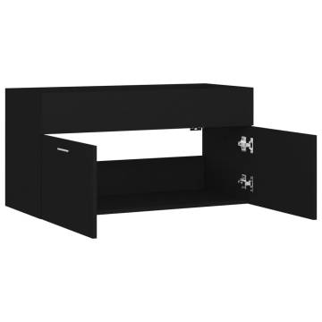 Stylish Black Sink Cabinet 90x38.5 cm - Engineered Wood