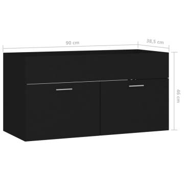 Stylish Black Sink Cabinet 90x38.5 cm - Engineered Wood